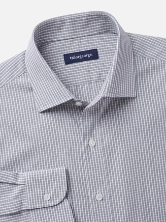 Camisa de popelina a cuadros grises de fácil planchado