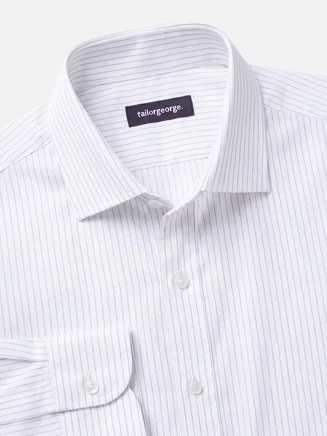 Camisa de popelina de rayas grises de fácil planchado