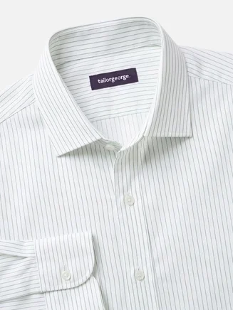 Camisa de popelina de rayas verdes de fácil planchado