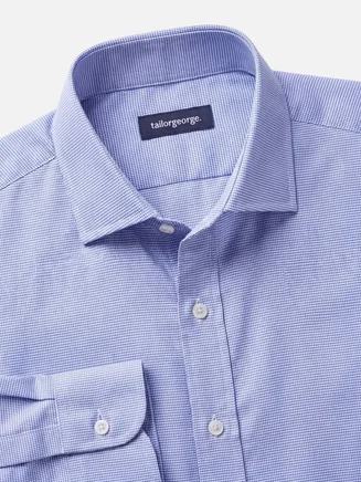 Camisa de dobby azul lisa