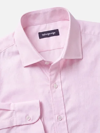 Camisa dobby lisa de color rosa pálido
