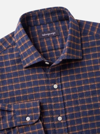 Camisa de franela gruesa a cuadros azul marino