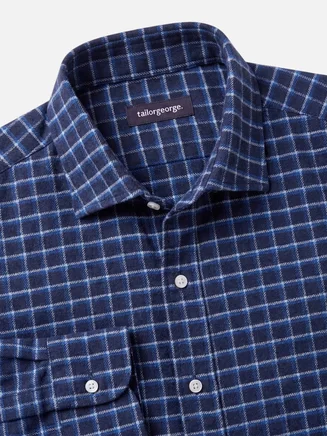 Camisa de franela gruesa a cuadros azul marino y azul cielo