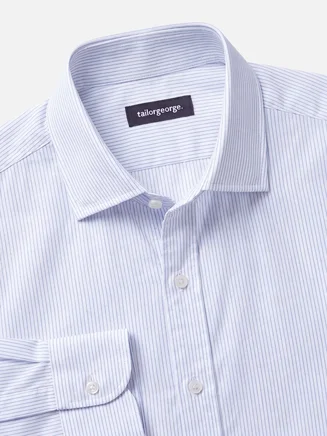 Camisa de popelina de raya diplomática azul cielo de fácil planchado