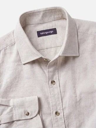 Camisa lisa de franela beige