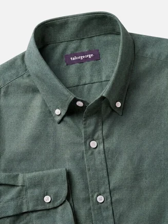 Camisa lisa de franela verde caqui