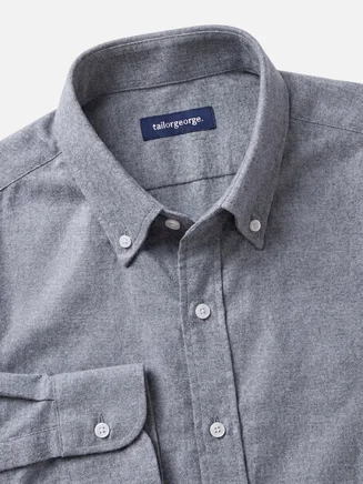 Camisa de franela lisa gris