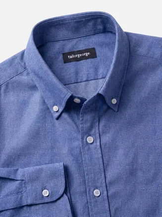 Camisa lisa de franela azul