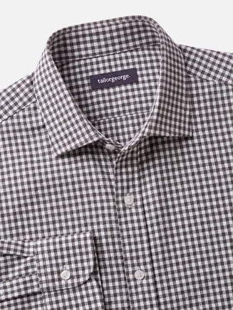 Camisa de franela con pequeños cuadros marrones
