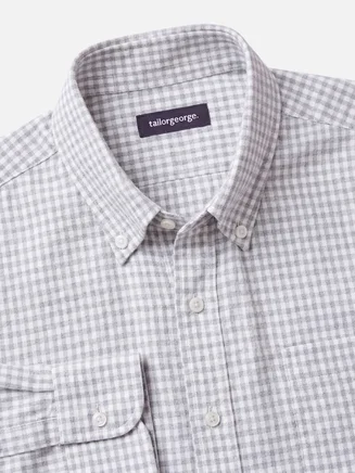 Camisa de franela con pequeños cuadros grises
