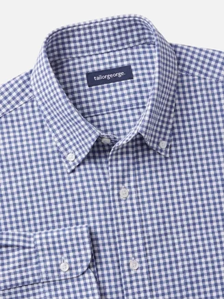 Camisa de franela con pequeños cuadros azules