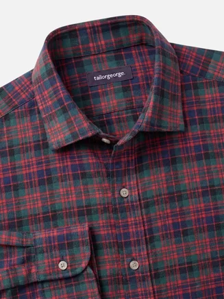 Camisa de franela gruesa de tartán rojo, verde y azul