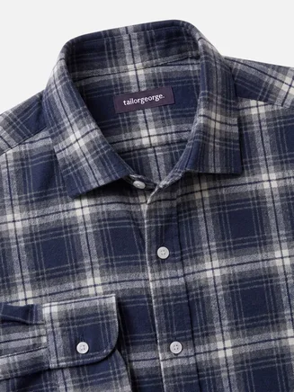 Camisa de franela gruesa de tartán azul
