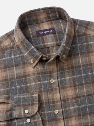 Camisa de franela gruesa de tartán marrón
