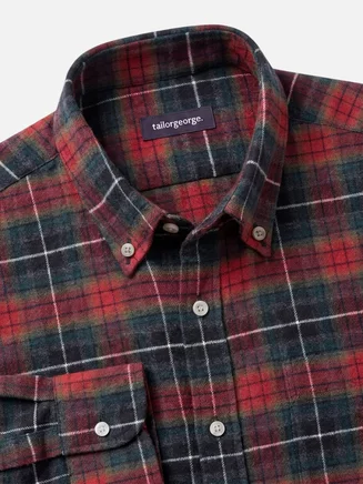 Camisa de franela gruesa de tartán rojo y verde