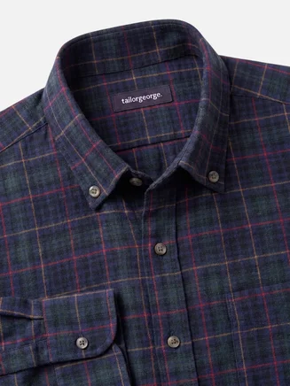 Camisa de franela gruesa de tartán verde y azul
