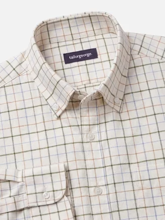 Camisa de franela tattersall verde, azul y marrón