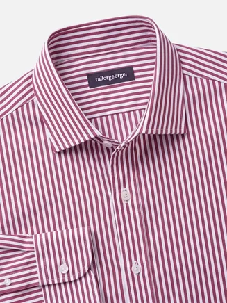 Camisa de sarga a rayas rojas fácil de planchar