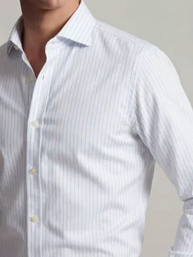 Camisa de sarga a rayas azul cielo fácil de planchar