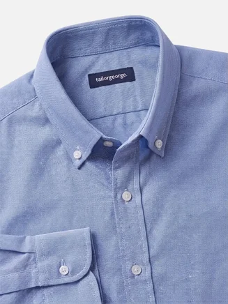 Camisa Oxford sport azul liso