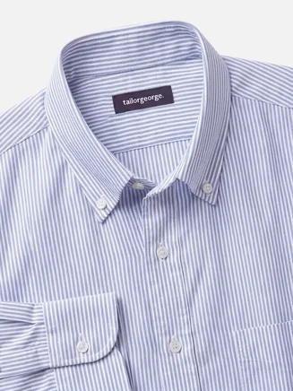 Camisa Oxford de rayas azul marino
