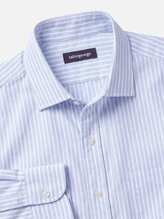 Camisa Oxford de rayas azul cielo