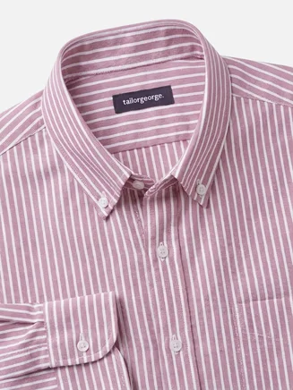 Camisa Oxford de rayas rojo