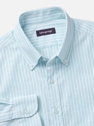 Camisa Oxford de rayas azul turquesa
