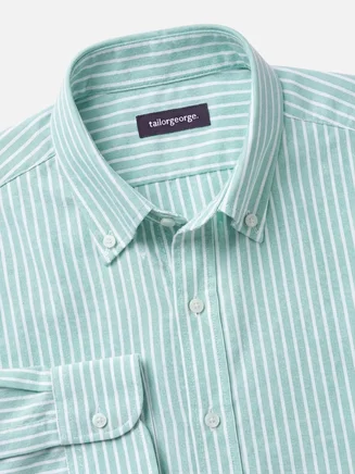 Camisa Oxford de rayas verde