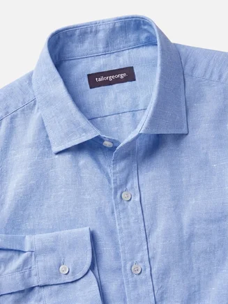 Camisa Lino liso azul cielo