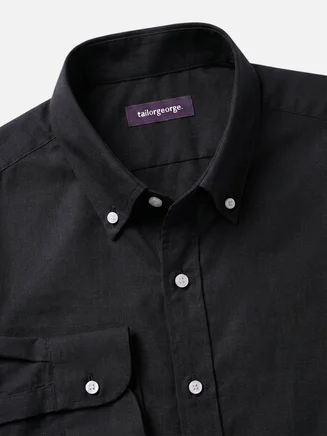 Camisa Lino liso negro