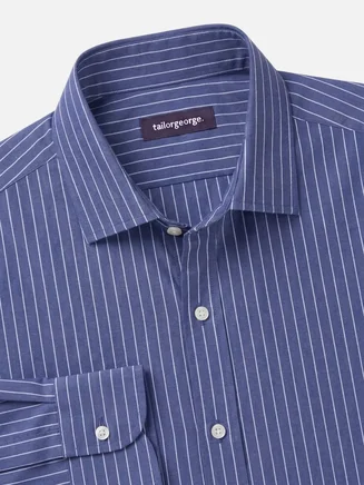 Camisa de popelina con rayas azules
