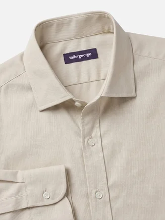 Camisa de twill lisa beige