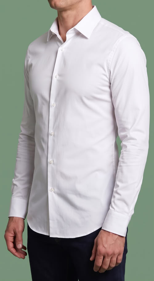 Camisa de popelina blanca lisa de fácil planchado