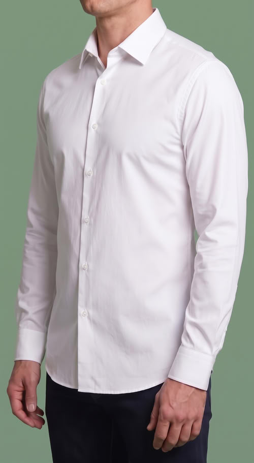 Camisa de popelina blanca lisa de fácil planchado