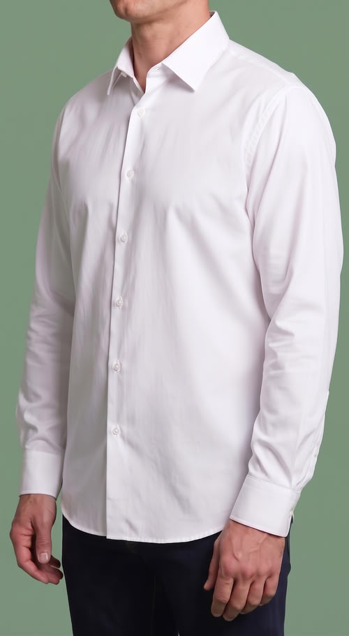 Camisa de popelina blanca lisa de fácil planchado